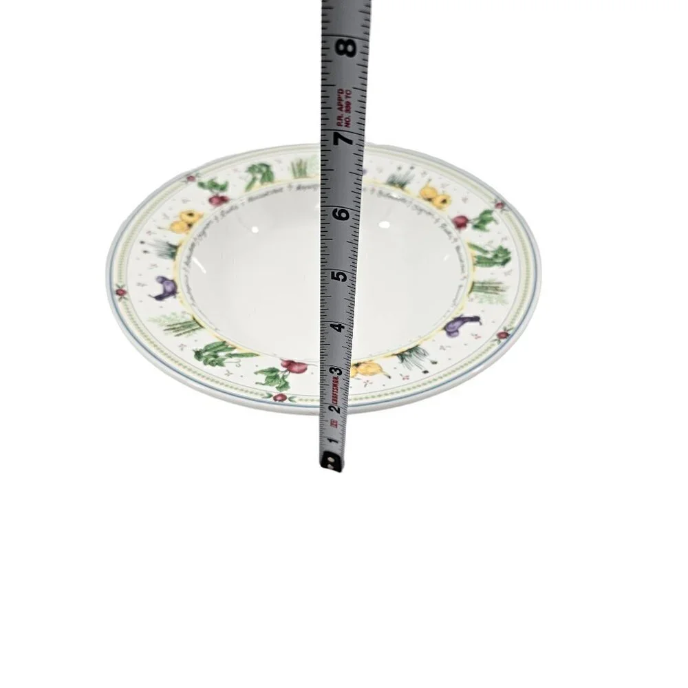 Mikasa Ultra Cream DX012 Garden Lane Vegetable Rim 9.25” Soup Salad Bowls - 4 PC